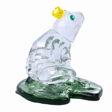H&D 1.9inch Crystal Frog Leaves in Lotus Figurines Feng Shui Paperweight Crafts Art&Collection Table Car Ornaments Home Decor