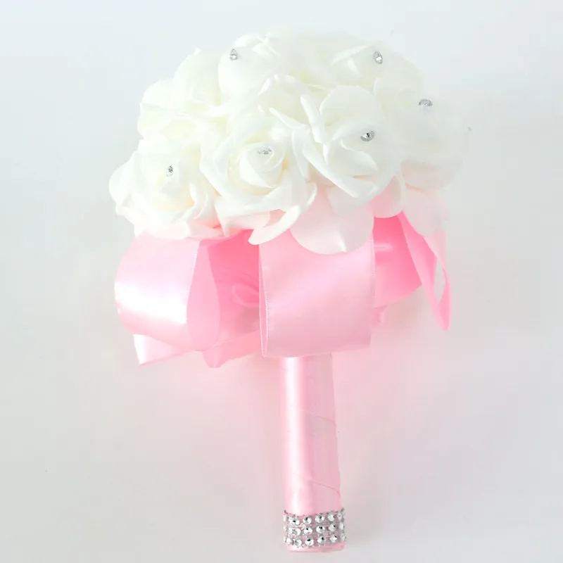 Flone Artificial Wedding Bridal Hand Holding Bouquet Bridal Bridesmaid Rose Flowers Fake Flower Party Home Decor Floral (6)