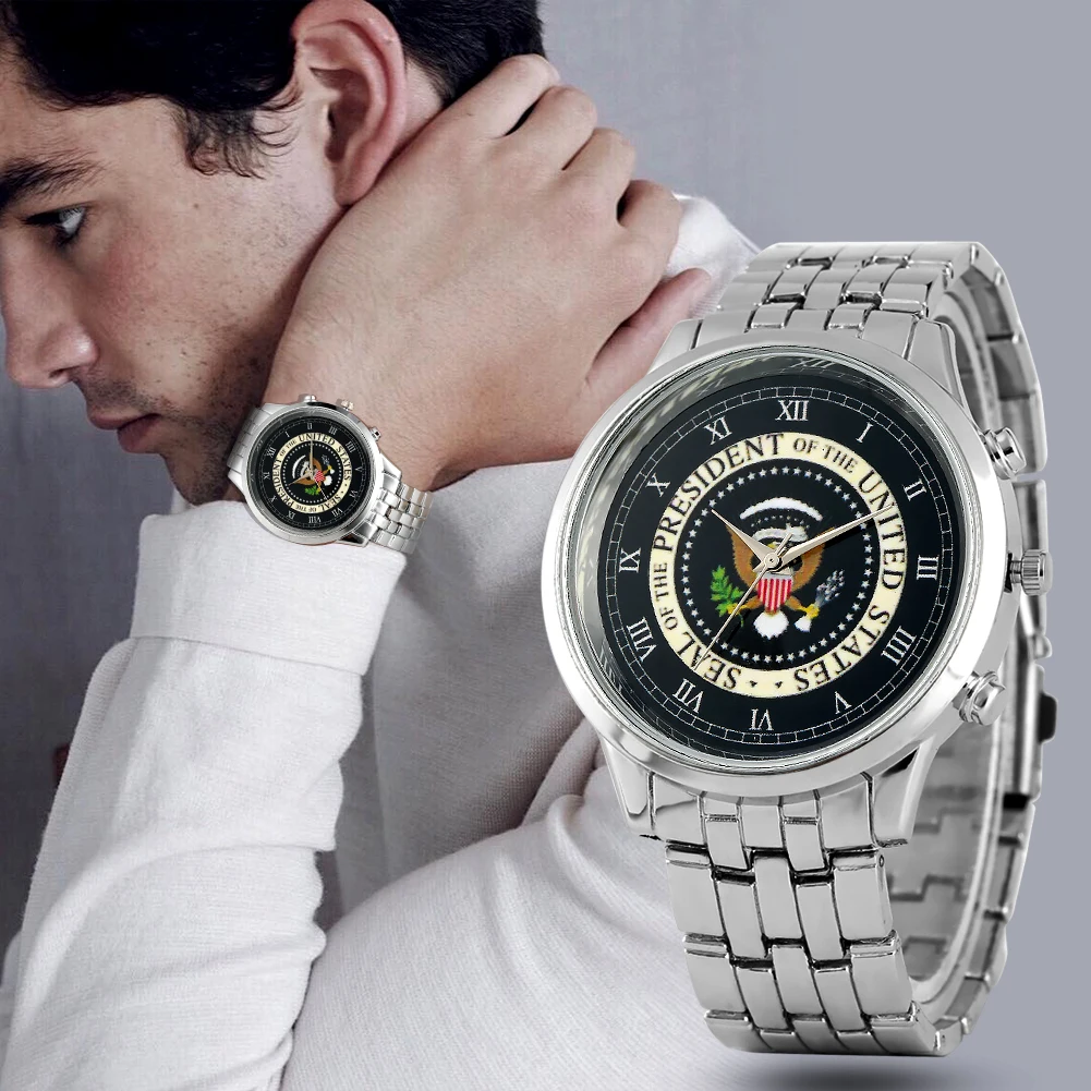 Часы Vogue Seal of The President USA с узором для мужчин премиум часы ремешком из сплава