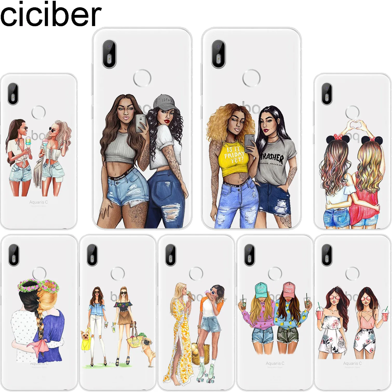 

ciciber Soft Silicone For BQ Aquaris C U2 U X5 V VS X2 X Plus Lite Pro E5 s M5 M5.5 M4.5 E4.5 Clear TPU Coque Phone Cases Girls