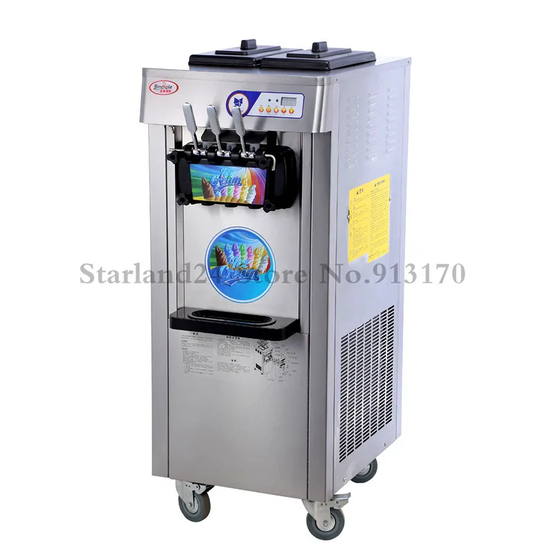 New Commercial Ice Cream Machine Stainless Steel Three Flavor Soft Ice