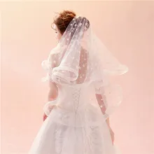 Vivian's Bridal прекрасный объемный край звезды аппликация, вуаль невесты двухслойные Свадебные аксессуары Локоть Длина свадебная вуаль