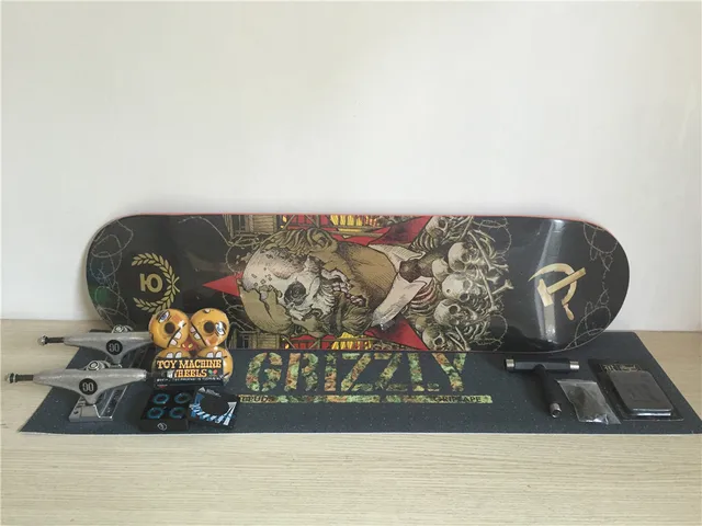 Cheap Pro Skateboard Set Multi Brands Skate Deck Trucks Wheels & Bearings Plus Hardware Set Riser Pad & Installing Tool