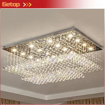 

Luxury Modern Rectangle Crystal Ceilling Light High Quality Lamps For Living Room Hotel Corridor Aisle Hall LED Bulbs included