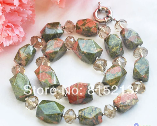 

N1338 yellow/green Epidote Cube faceted jade crystal necklace N Discount