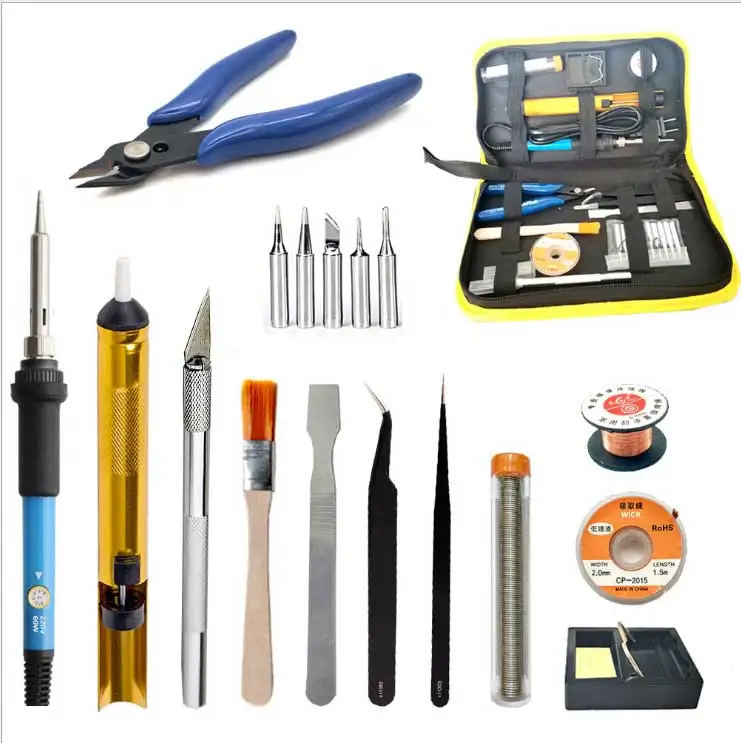 

60W soldering iron station combination tools kit 220V 110V suction gun tweezers for circuit board computer mobile phone repair