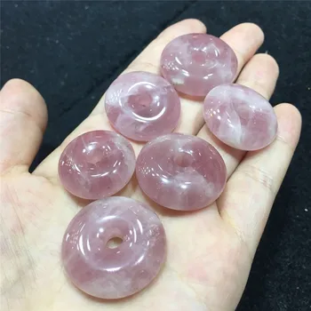 

1pcs natural rose quartz crystal stone pendant Donut diy Accessories for sale