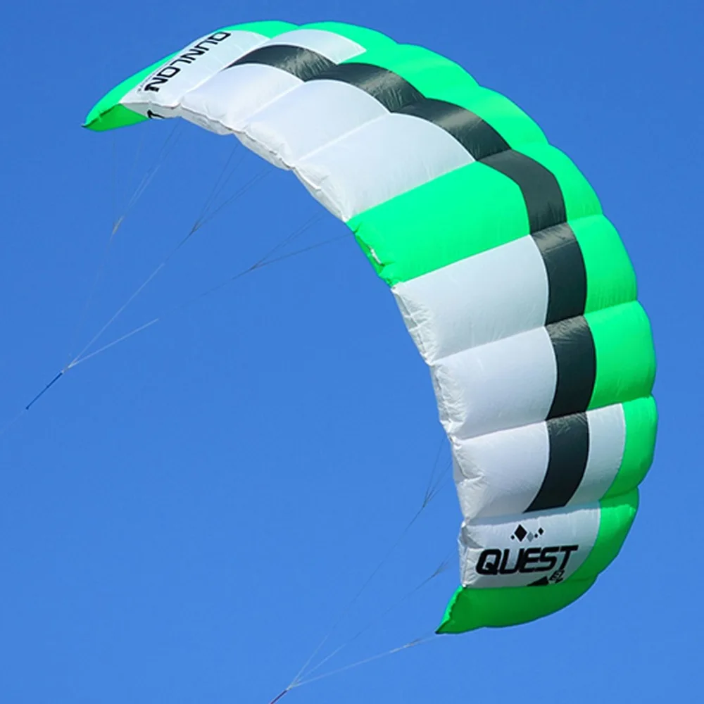 Зеленый 3 кв. м Открытый спортивный трюк кайт двойная линия тяги силовой кайт Parafoil Kiteboarding тренер Кайт для начинающих