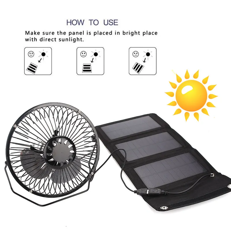 

2019 Drop Shpping Foldable 5W 6.5V Solar Panel + Fan 5W 6.5V Cell Solar Panel +Fan Multifunctional Universal Mobile Phones