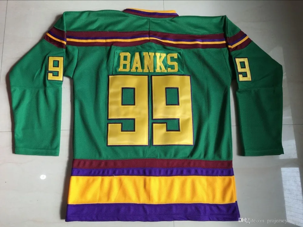 

Ediwallen Ice Hockey 99 Adam Banks Jersey Men Anaheim Ducks The Mighty Movie Jerseys 1993 Vintage Green White Sport Uniform