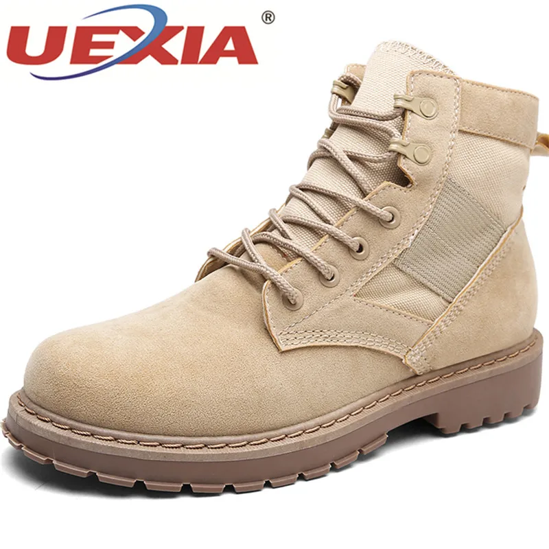 

UEXIA 2018 Autumn Men's Leather Boots Working Boots Mountain Shoes Vintage Oxford Ankle Boot High Quality Men Moccasin walking