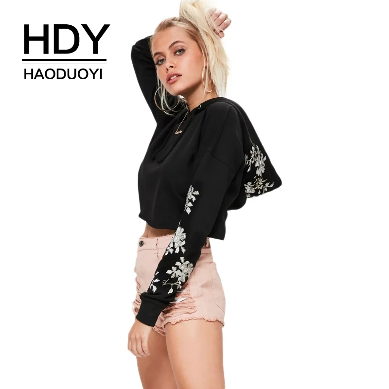 Свитер HDY Haoduoyi Женский осенний хлопковый короткий с цветочным принтом|Толстовки