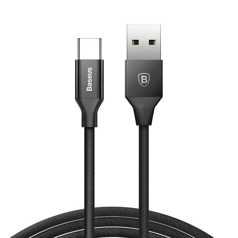 Baseus usb type-C кабель для samsung galaxy s9 plus note 8 3A USB кабель Быстрая зарядка шнур для передачи данных для huawei mate 10 lite USB-C - Цвет: Black