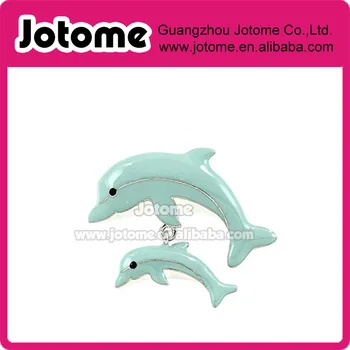 

Beautiful enamel two Dolphins brooch Pin