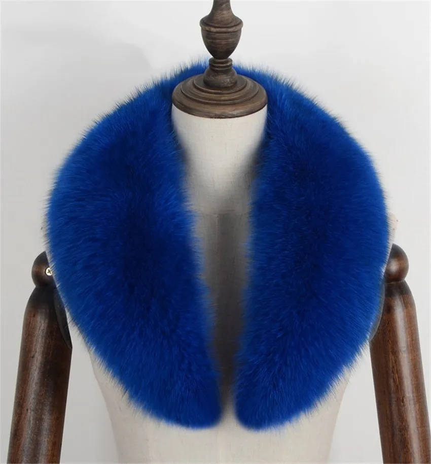 Длинный натуральный Лисий меховой воротник шарф на заказ женские весенние зимние теплые однотонные куртки пальто шали подкладка 80/90/100 см