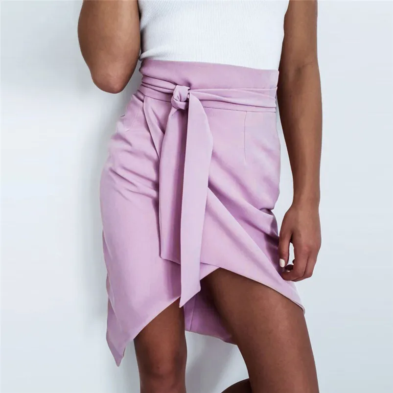Womens Sexy Bandage Bow High Waist Pencil Bodycon Hip Short Mini Skirt