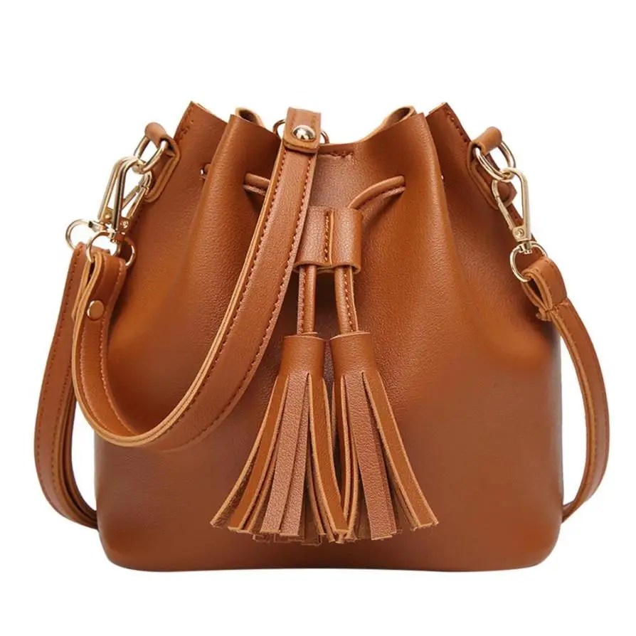 

Women Bucket Handbag Women Message Bags Beautiful Handbag Female Drawstring Tassel Shoulder Bags #400