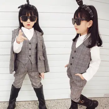 

Children Clothing Set Baby Girl Blazer Christmas Costumes Wedding Suits Girls Blazer Set Tuxedo Suits Jacket + Vest + Pants Y161