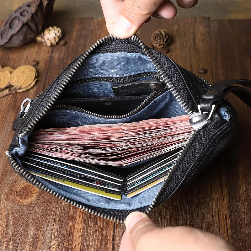 AETOO Original vintage leather clutch bag Men  first layer leather handbag Multifunctional Clutch soft leather men