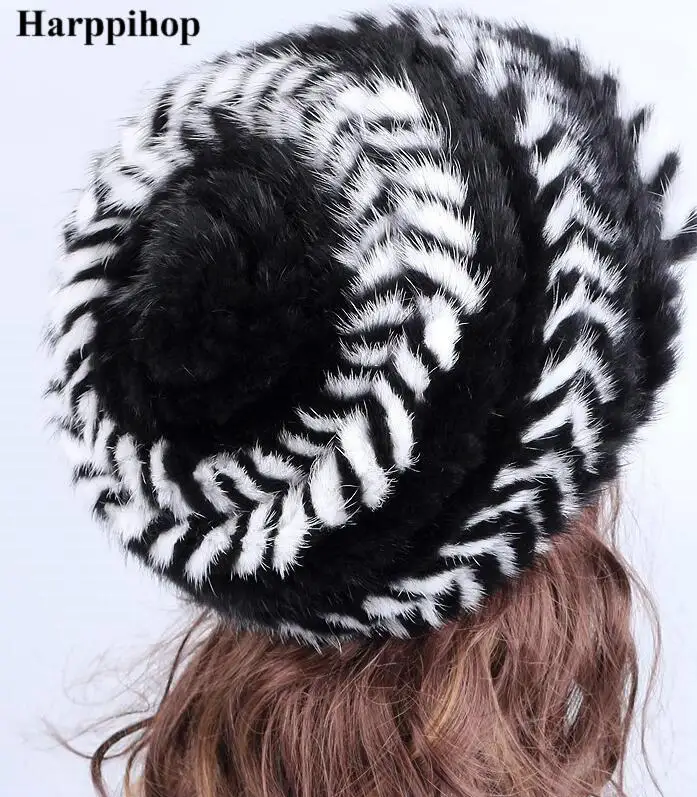 Chapéu de Vison Chapéu de Pele de Vison Tampas de Vison Fêmea Inverno Coreano Mão-de Malha Mulher Quente Bola Frete Grátis 11 High Quality Acessórios da Moda