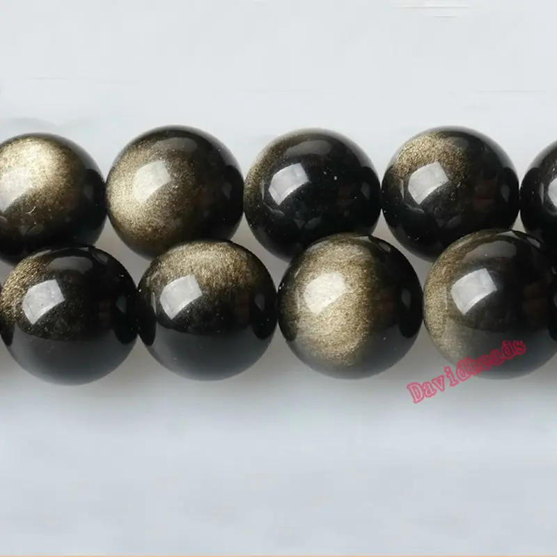 

Fctory Price Natural Stone Gold Obsidian Round Loose Beads 16" Strand 6 8 10 12 MM Pick Size For Jewelry Making diy