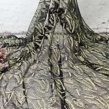 

3YardsX 120cm 2Colors White, Black Net gold embroidery fabric Lace Accessory LA267