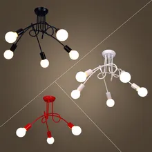 Простой креативный черный и белый E27 потолочный светильник винтажный индивидуальный Современный короткий светодиодный Люстра светильник