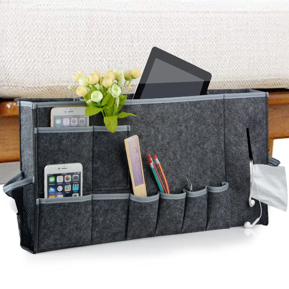 

12 Small Pockets 22.8x11.8x3.15 inch Felt Bedside Storage Bag Organizer for Bedroom College Dorm Room Under Mattress Holder Bag