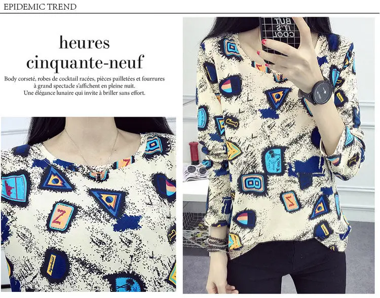 2019 New Arrival Tshirt Women Vintage Print T-shirt Femme Tshirts Autumn Long Sleeve Cotton Tops Tees Camisetas Mujer Moda (2)