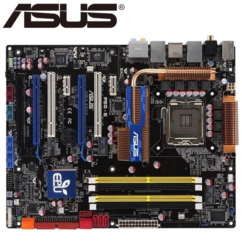 Материнская плата Asus P5Q-E для настольных ПК P45 с разъемом LGA 775 для Core 2 Duo Quad DDR2 16G UEFI ATX биос оригинальная б/у материнская плата в продаже