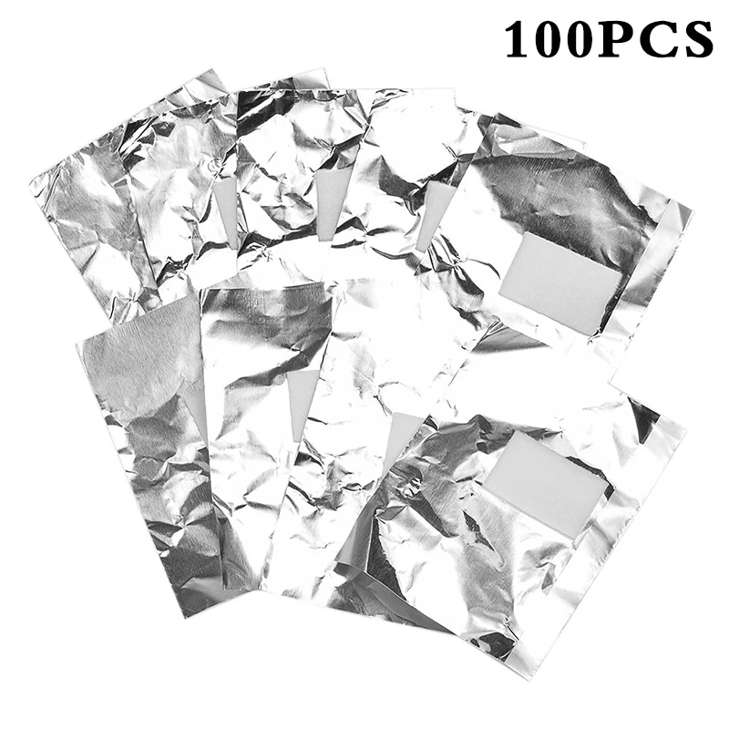 ELECOOL 100Pcs /Pack Aluminum Foil Nail Art Soak Off Acrylic Gel Polish Nail Removal Wraps Beauty Makeup Tool with cotton pad