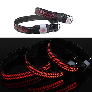 

A61 New USB Rechargeable Glow Flashing Dog Cat LED Collars Reflective Night Safety Glowing dog collar Pet LED Necklace Red Color