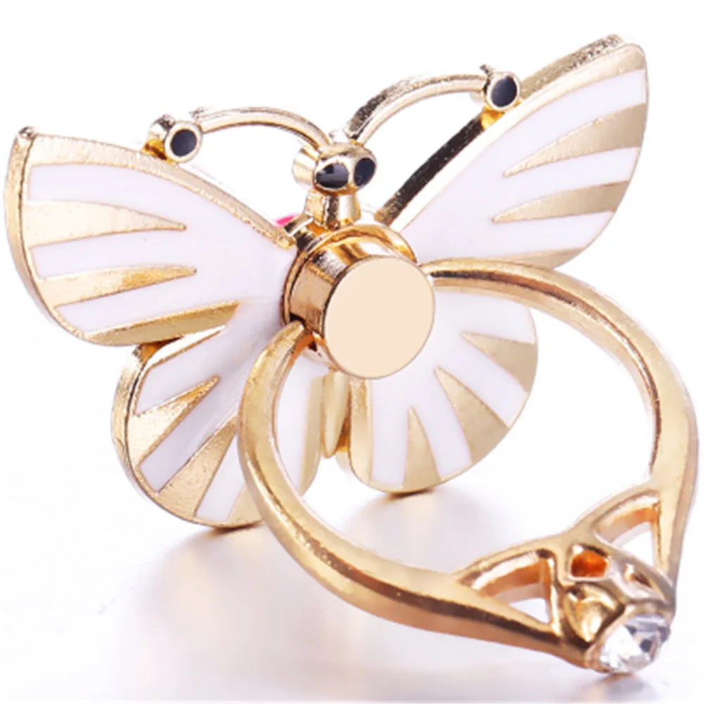 

SEKINEW Metal Smart Mobile Phone butterfly Holder Round 360 Ring Stands Finger Bracket Universal Car Bracket