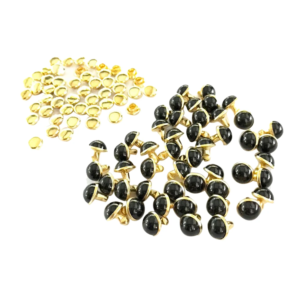 50 Sets Mushroom Dome Rivets Studs Buttons for Leather Belt Bag Shoes Leathercraft 7.5MM	