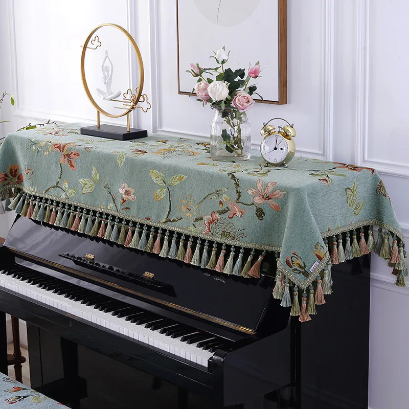 

Luxury Noble Piano Covers Keyboard Tassel Towel All Match Embroidered Dust Cover Thicken Half Cover Home Durable Dustcloth Gifts