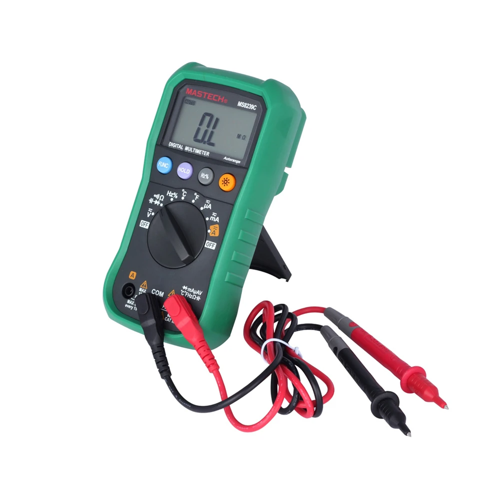 

Mastech MS8239C Handheld Auto Range Digital Multimeter AC DC Voltage Current Capacitance Resistance Frequency Temperature Tester