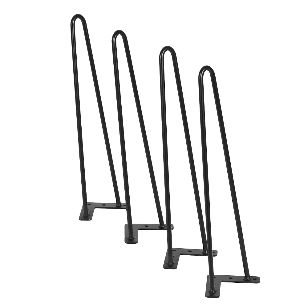22 Inch Heavy Duty Two Rod Angled Design Coffee Dining Table Hairpin Legs Support Brackets Furniture Accessaries Black