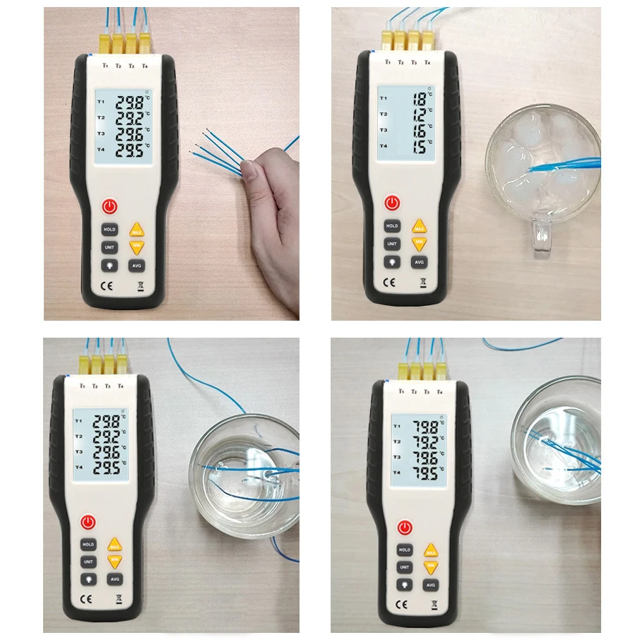 HT-9815 четырехканальный цифровой контактный термопары термометр электронный Тип термометра-K термопары тестер температуры