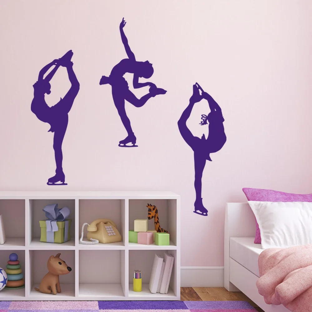 

High quality elegant women skating sports dance girls room wall stickers vinyl decorative art home decorative murals F-118