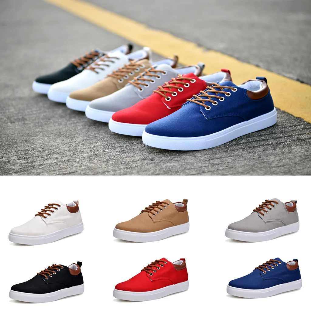 

Jaycosin The New Men's Spring Student Leisure Canvas Shoes Simple Round Toe Lace-Up Board Shoes 2019 Apr29 p40