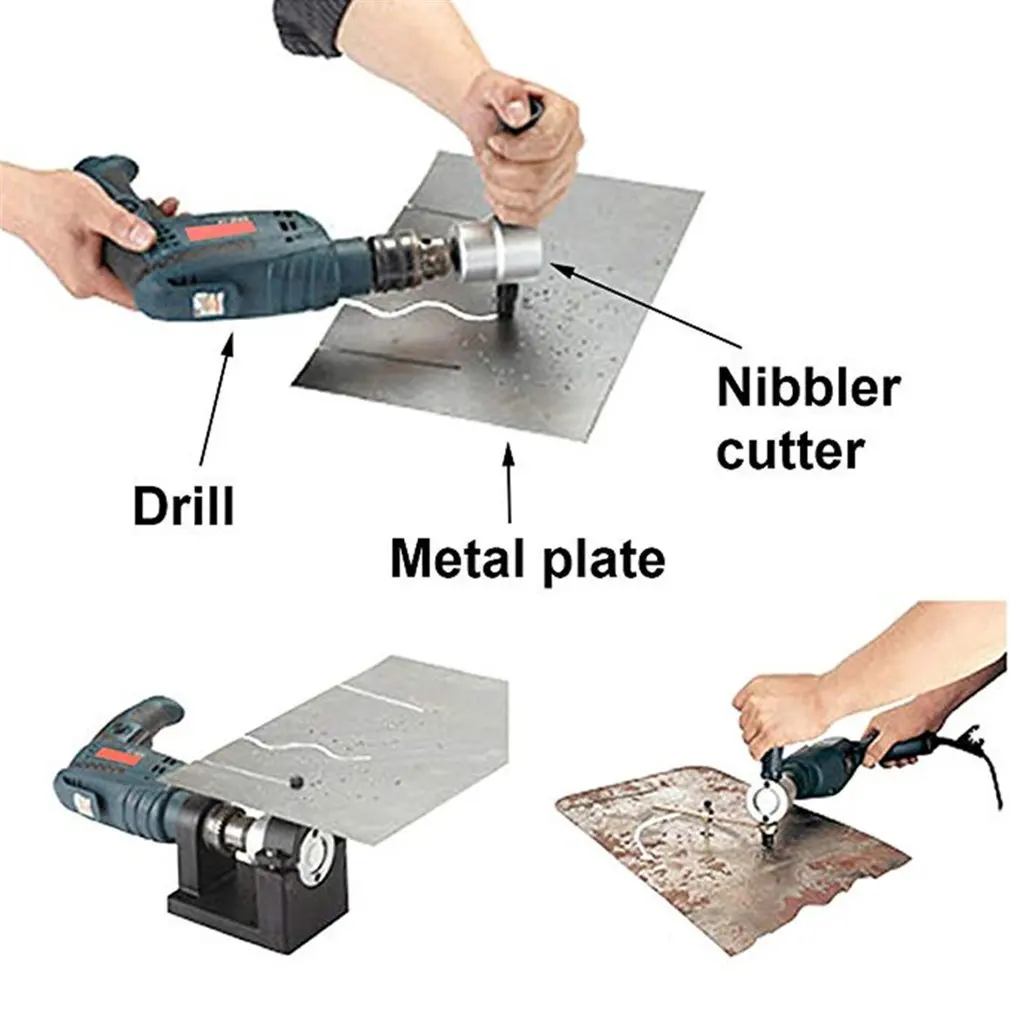 Nibble Metal Cutting Double Head Sheet Nibbler Saw Cutter Tool Drill