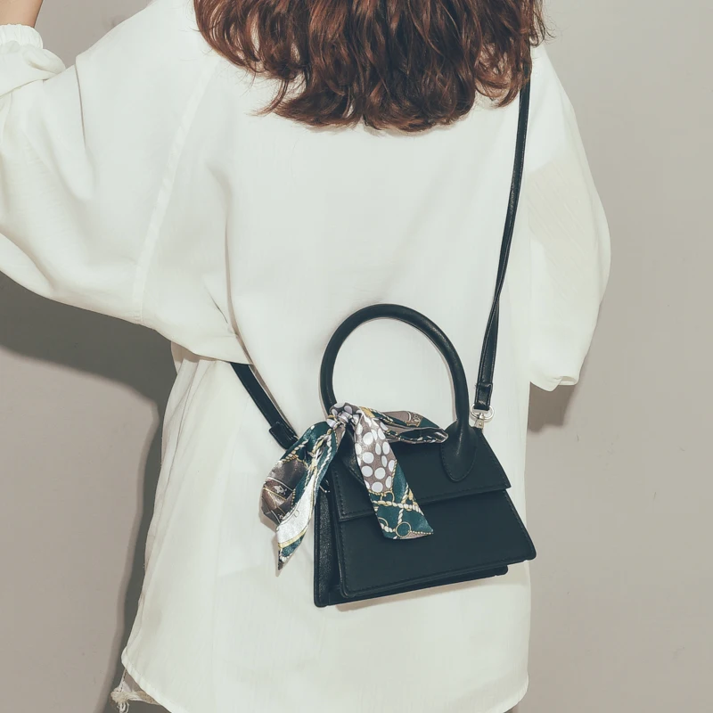 Простая модная женская квадратная сумка Новая высококачественная женская дизайнерская сумка из искусственной кожи с бантом из ленты сумка через плечо