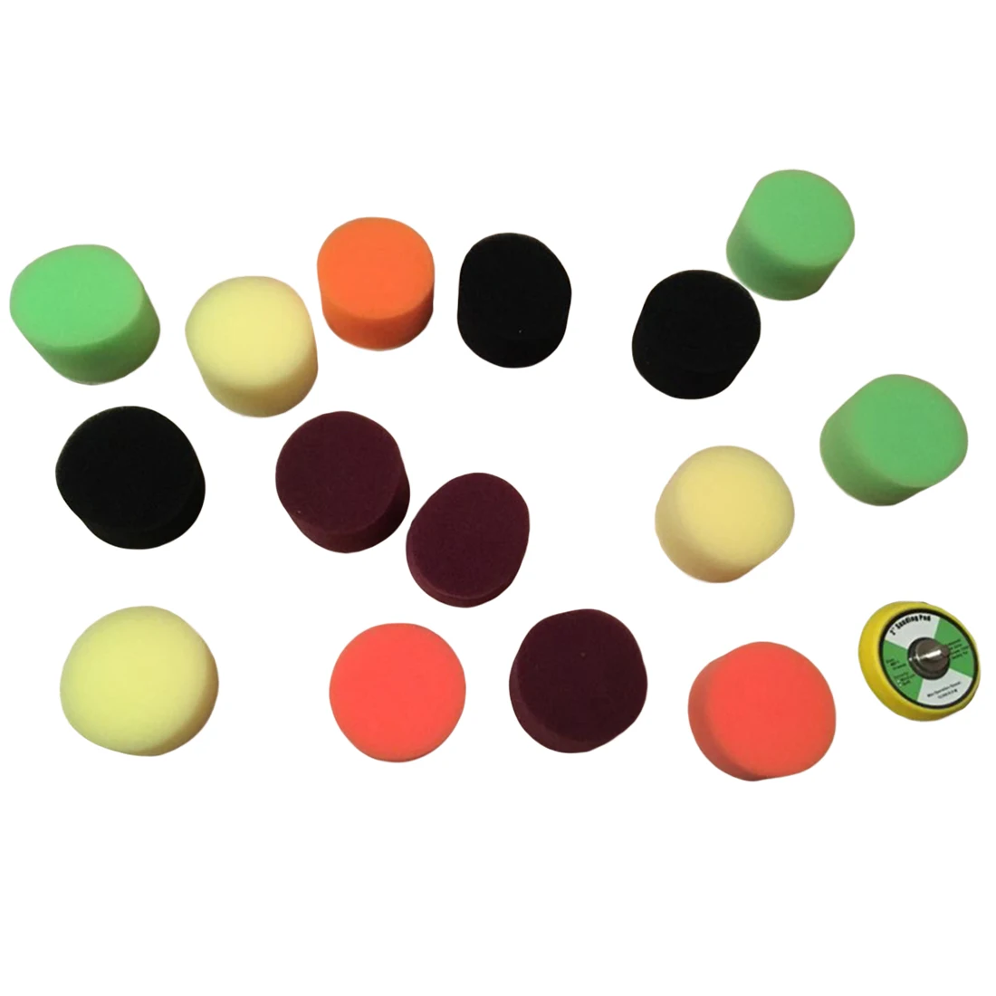 

16pcs/Set 2" Sponge Flat Polishing Buff Pad Set Kit Tool For Air Sander Car Polisher Thread-M6X1 Car-styling detailing