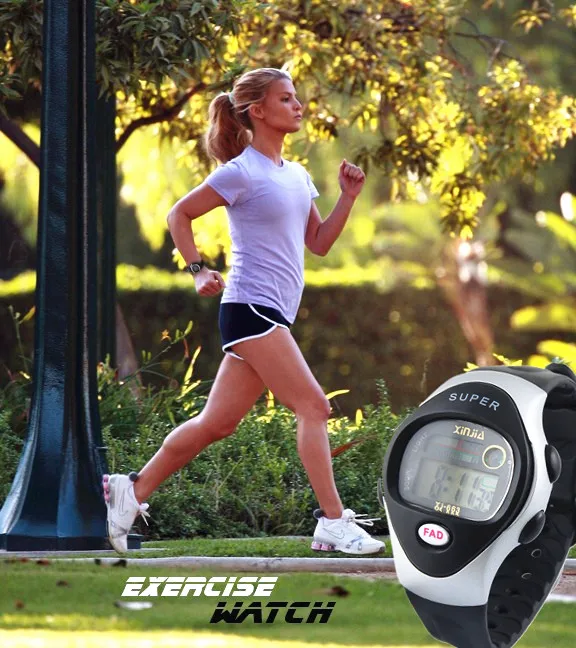 

Lady Black Adjustable Wristband Round Dial Alarm Stopwatch Sports Watch