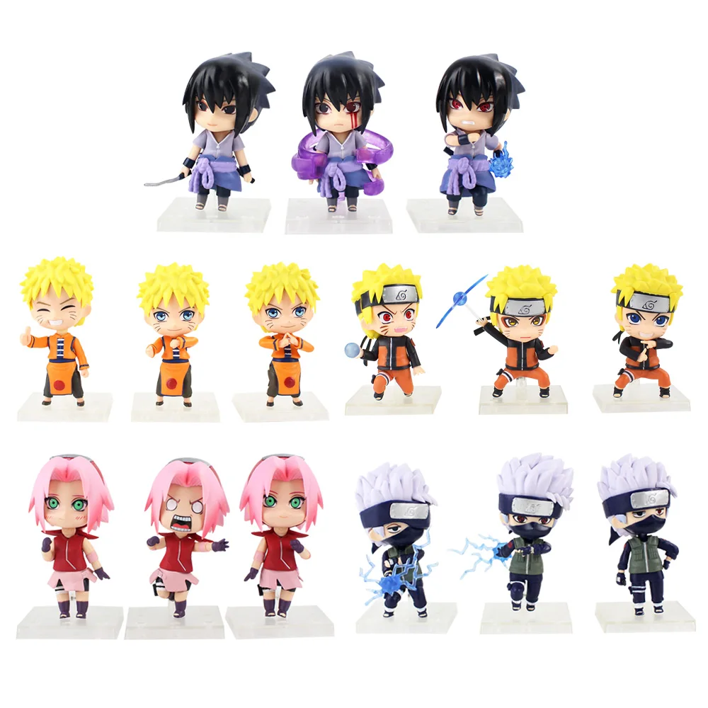 Экшн фигурка Наруто 3 шт./компл. экшн Q Edition Shippuden Uchiha Sasuke Uzumaki Kakashi Sakura аниме Детские