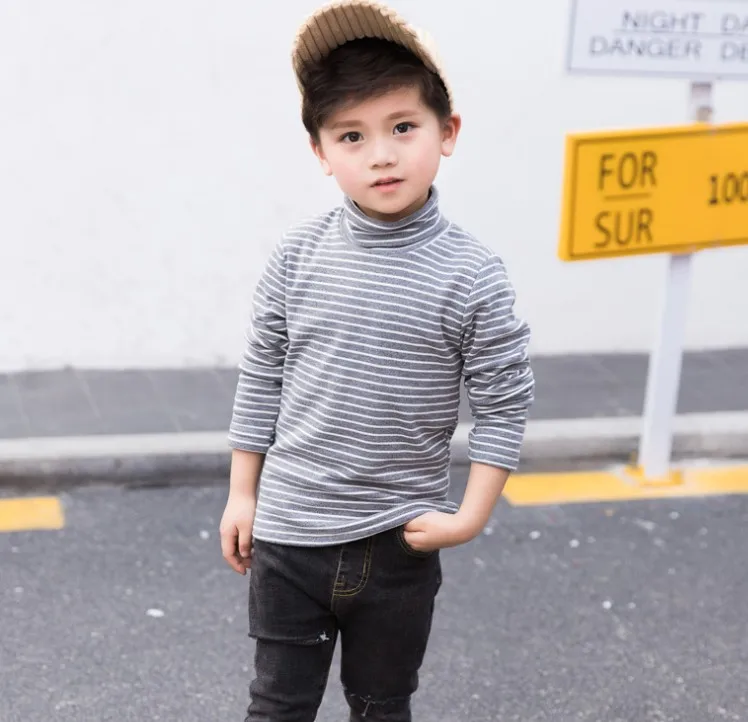 

Winter kids thickening turtleneck sweater Cashmere Keep warm stripe cotton boys girls baby toddler children clothing wholesale