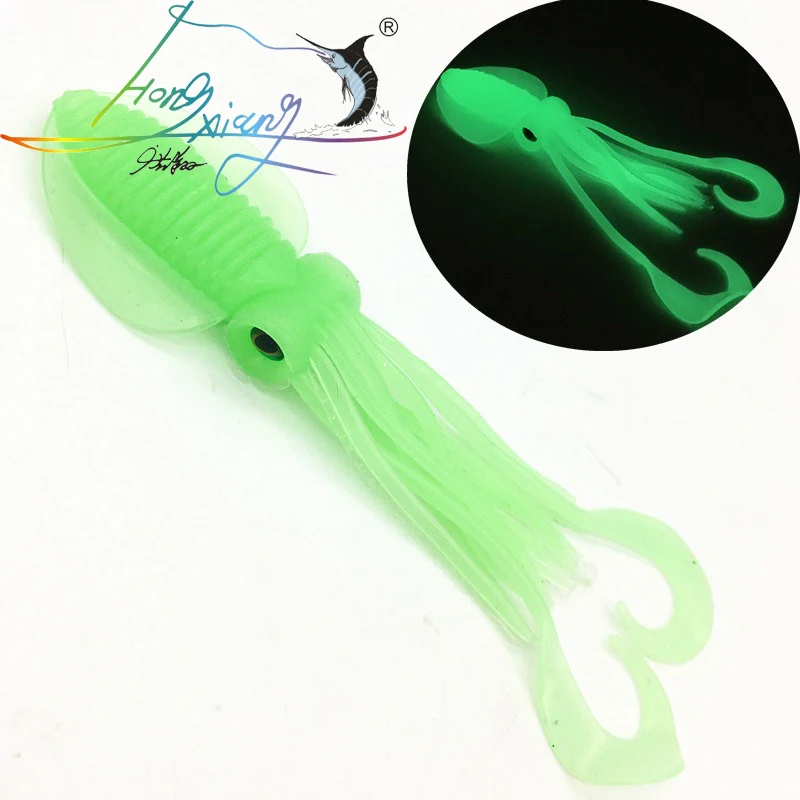 12cm/15cm/18cm Fishing Soft Lure Luminous/UV Squid Jig Fishing Tuna Lures Octopus Skirts Sea Fishing Wobbler Bait Lure Leurre