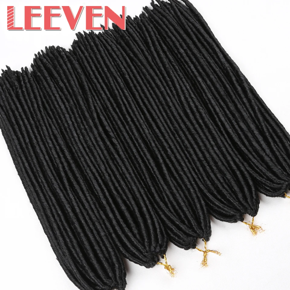 

Leeven 24strands 100g Faux Locs crochet hair Synthetic Braids Hair Extension High Temperature Fiber Black Brown