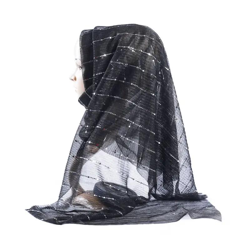 

Sequin Muslim Women Hijabs Headscarf Shawl Islamic Wedding Veil Scarves National Style