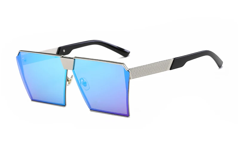 Новинка, солнцезащитные очки es для женщин и мужчин, негабаритные квадратные стекла es UV400, градиентные винтажные брендовые дизайнерские оправы для очков без оправы - Цвет линз: silver frame blue